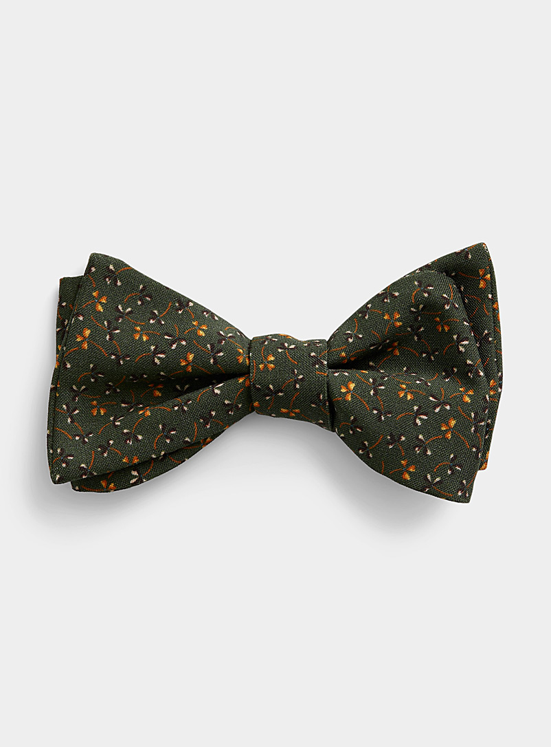 Blick Green Pure wool mini-flower bow tie for men