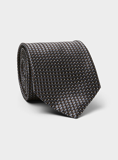 Cravate Slim Damier Noir Et Rose Fluo - Satin - Longueur Classique - Neuf Avec étiquettes