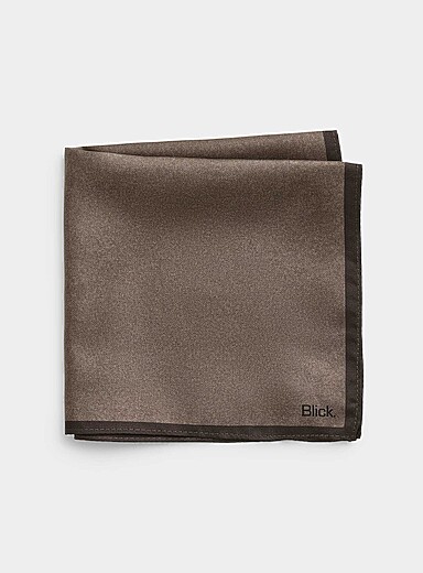 Pure silk solid pocket square with trim