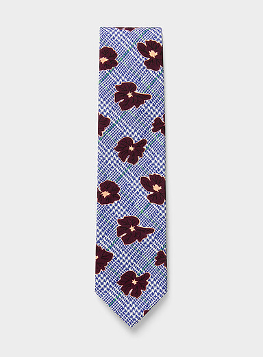 Houndstooth and flower tie