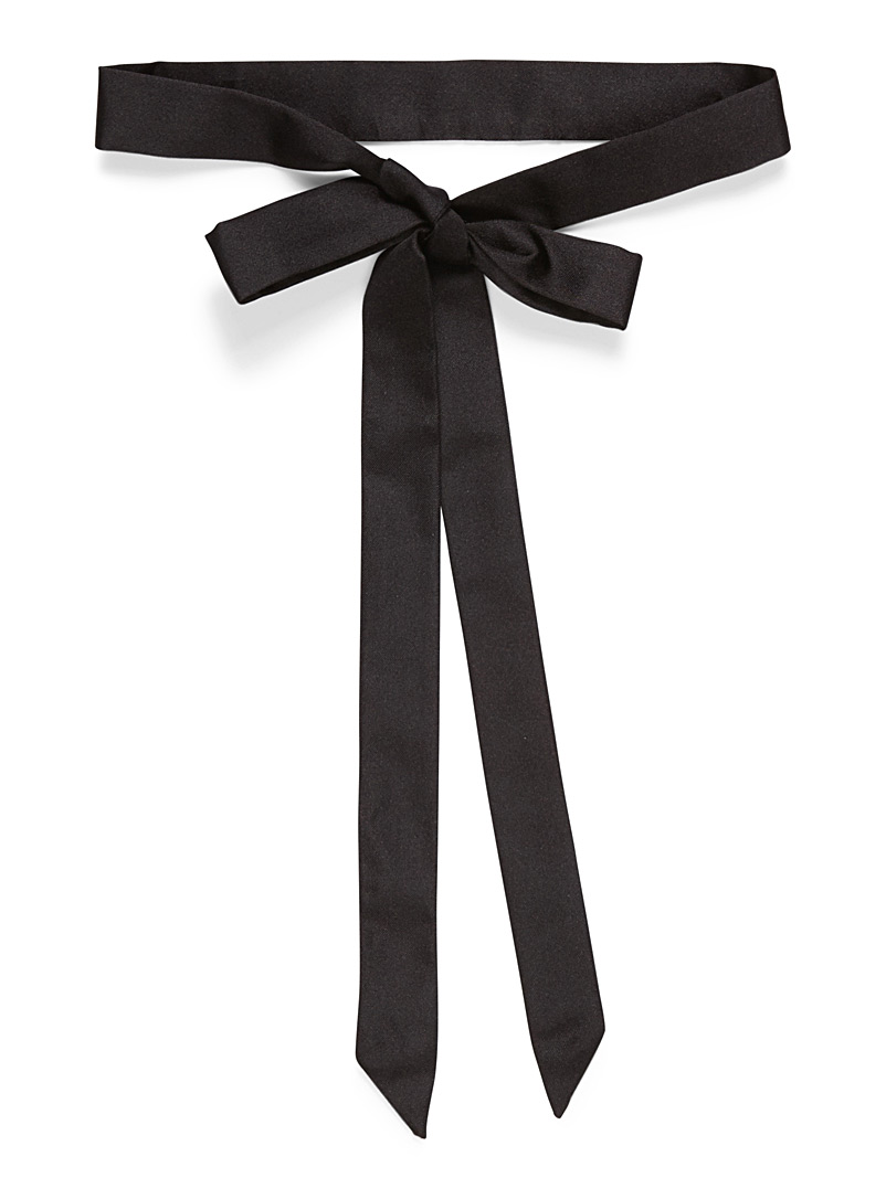 Blick Black Monochrome pure silk ribbon tie for men