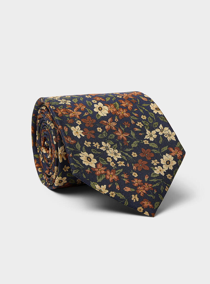 Warm-hued floral tie product image (primary)