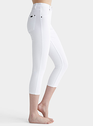 HUE womens Sweatshirt Denim Capri Leggings Pants, White, X-Small US at   Women's Clothing store