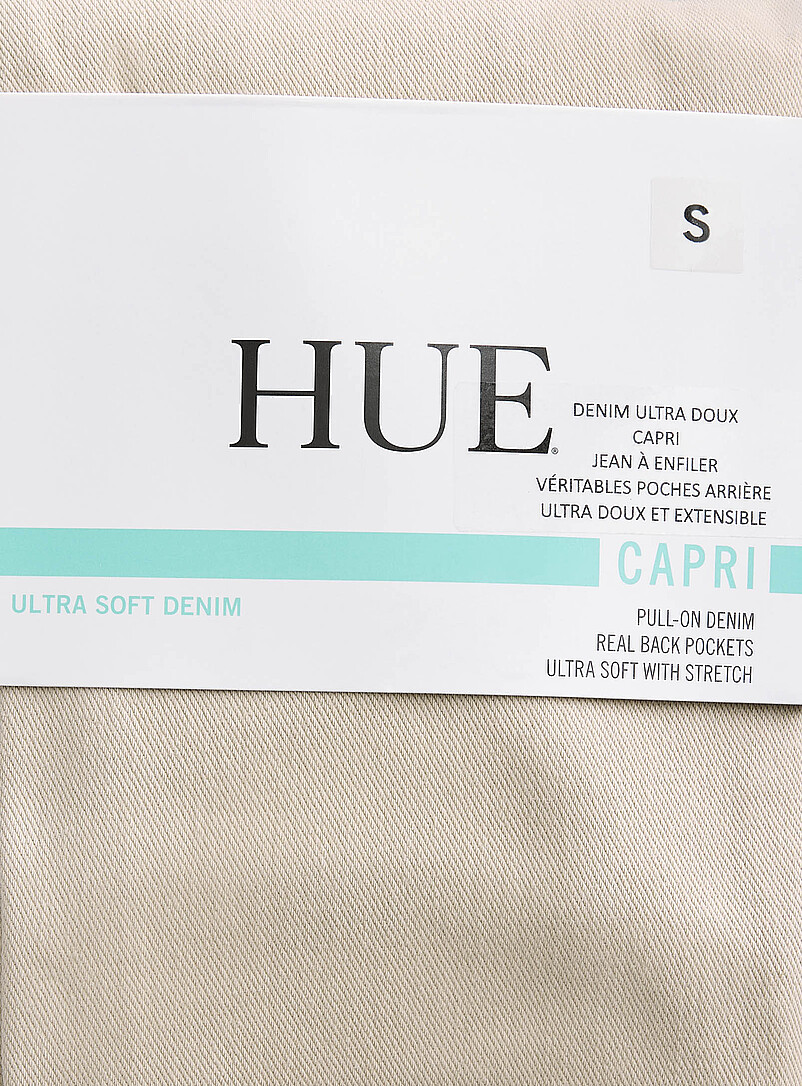 Hue: Le legging capri denim extensible uni Noir pour femme