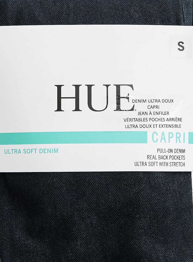 Hue: Le legging capri denim extensible uni Noir pour femme