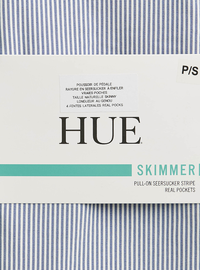 Hue: Le legging rayures seersucker Bleu pour femme