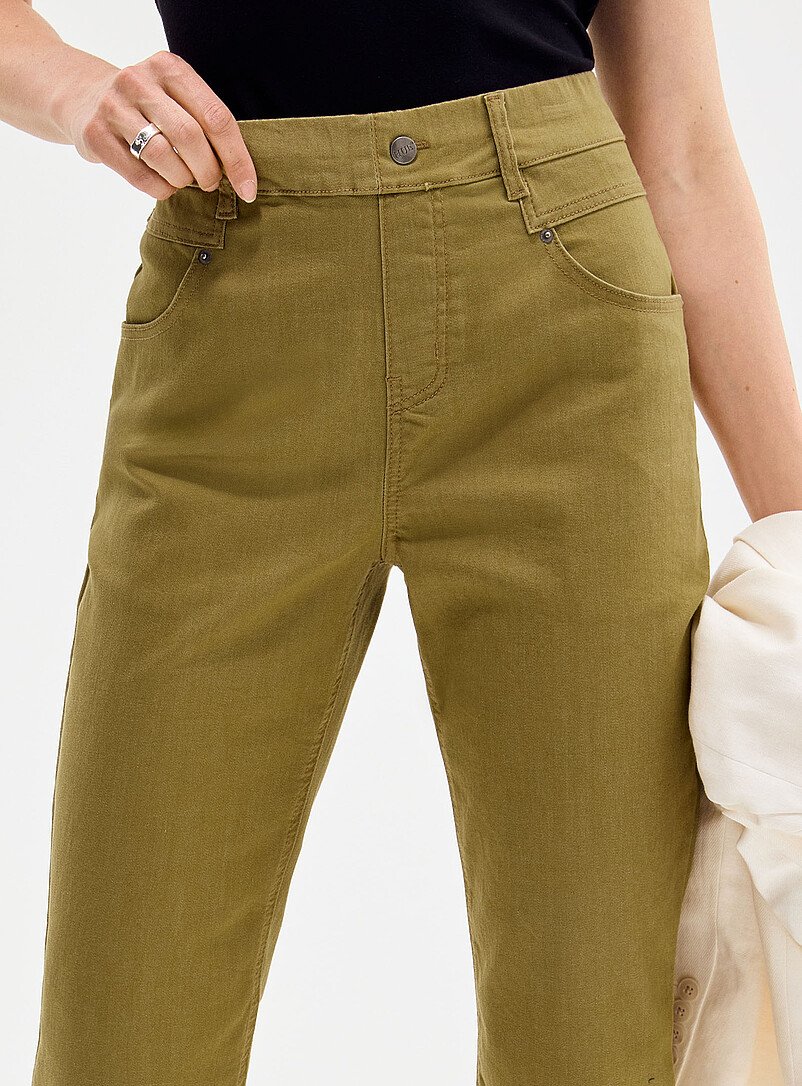 Hue: Le legging capri denim extensible fentes lat&eacute;rales Blanc pour femme