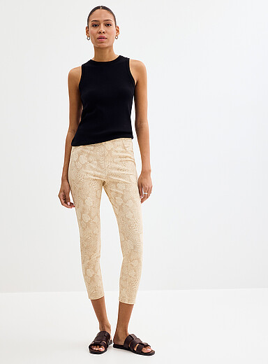Le legging denim extensible feuillage beige