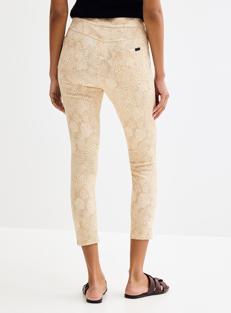 Hue: Le legging denim extensible feuillage beige Sable pour femme