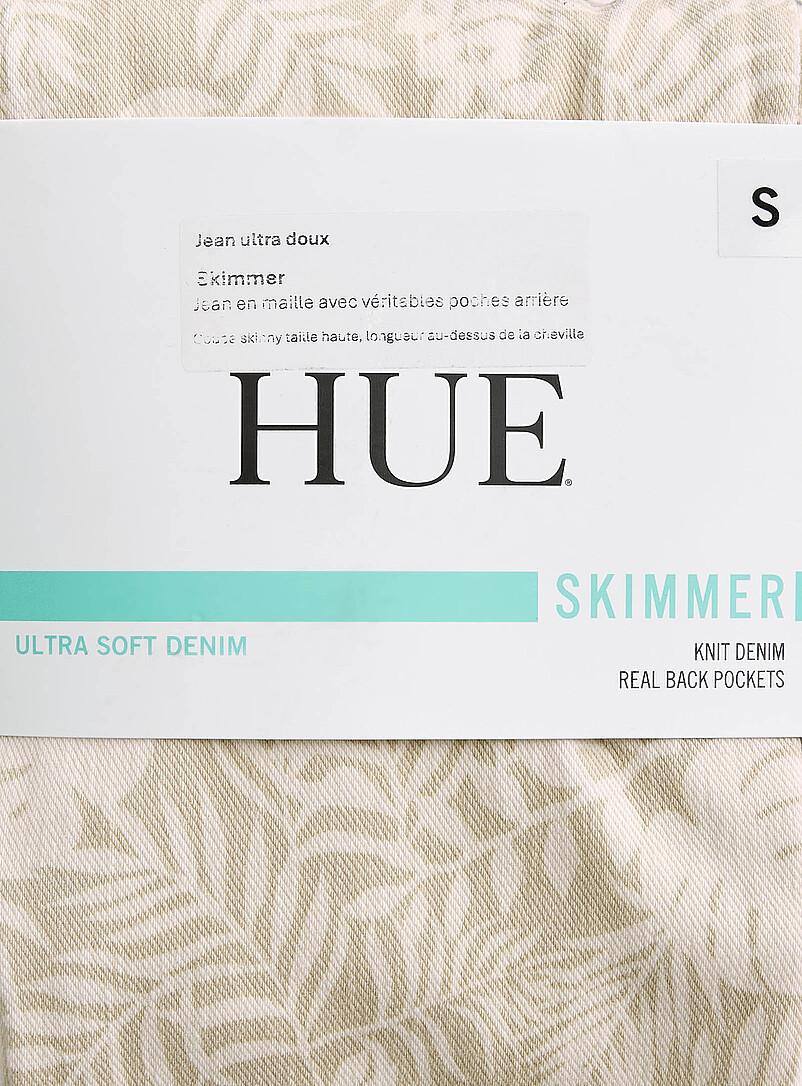 Hue: Le legging denim extensible feuillage beige Sable pour femme