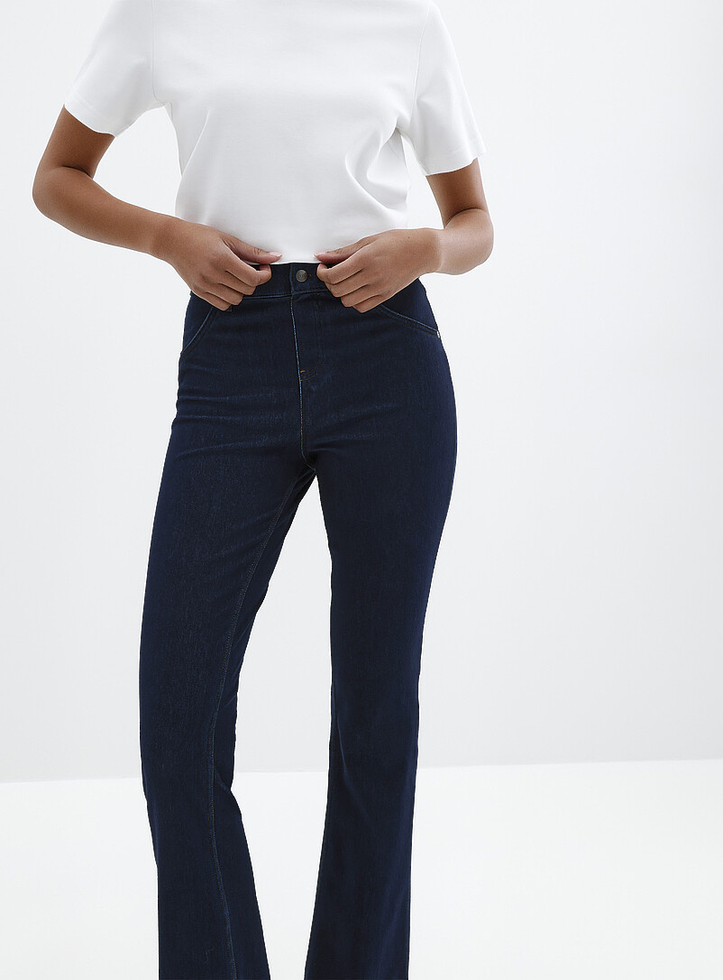 Hue: Le jegging semi-&eacute;vas&eacute; Bleu marine - Bleu nuit pour femme