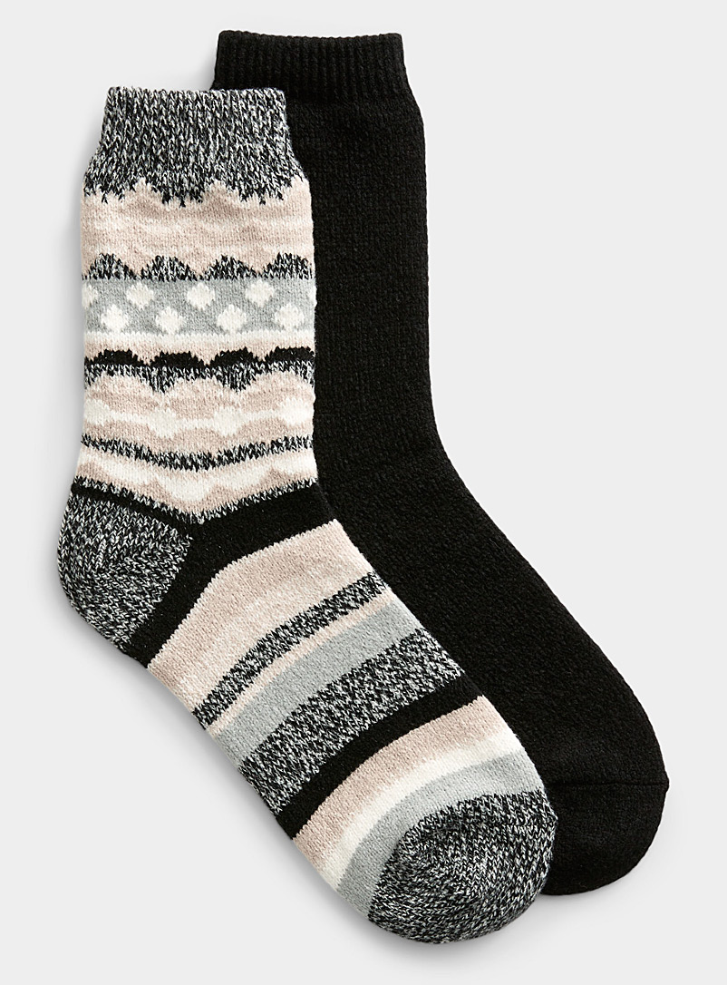 Hue Black Nordic pattern Ecoboot boot socks Set of 2 for women