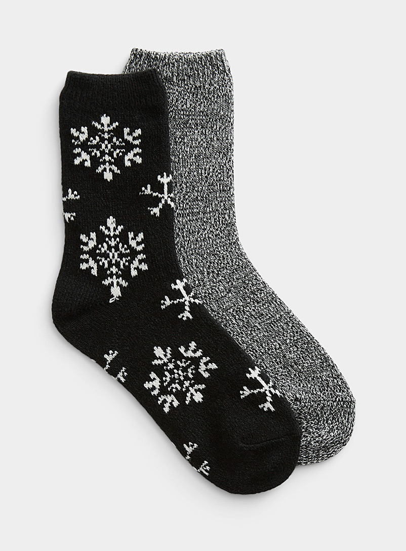 Hue Black Snowflake Ecoboot boot socks Set of 2 for women
