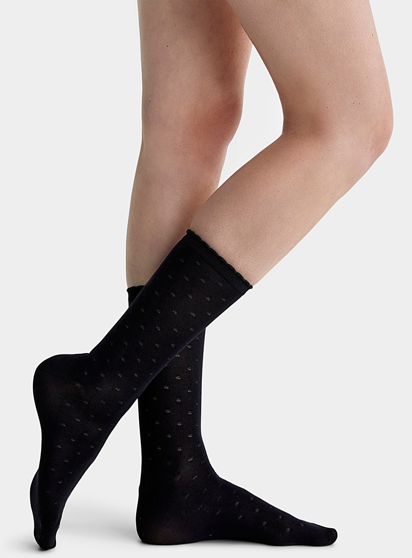 Hue Black Shiny-dot sock for women