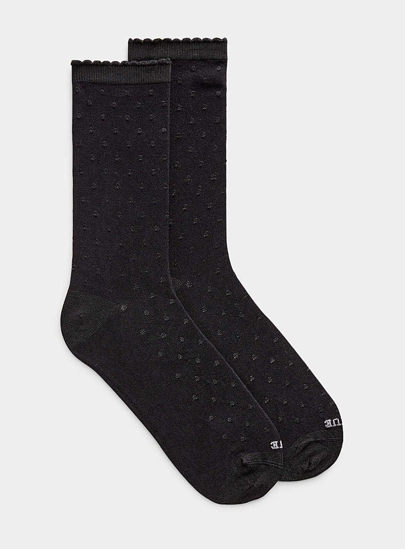 Hue Black Shiny-dot sock for women