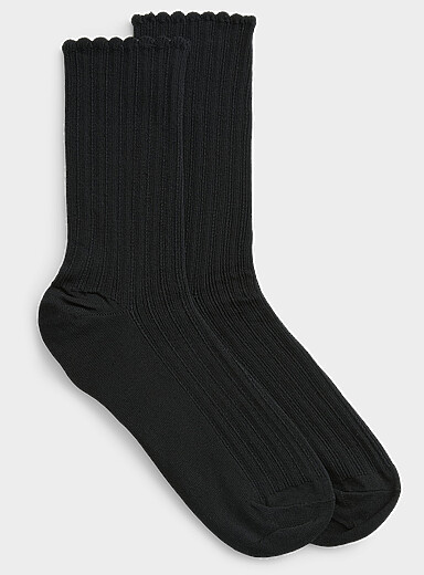 HUE Calze Donna Scalloped Pointelle | 1 Paio | Misto Cotone E Nylon | Morbide E Traspiranti