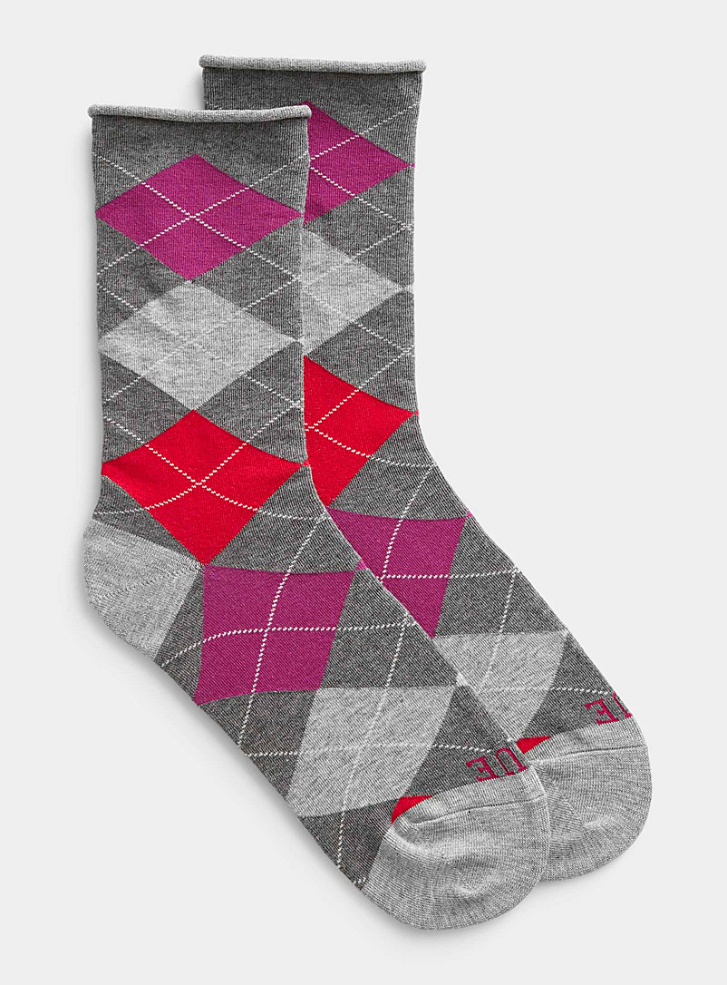 Hue Grey English argyle sock for women