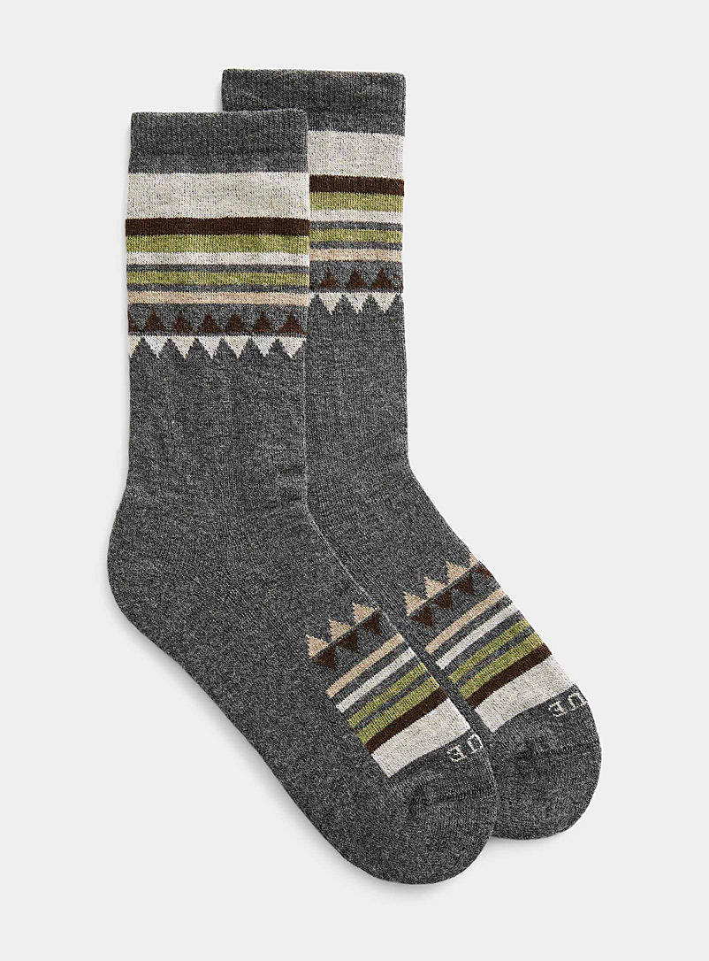 Hue Grey Wool-blend patterned sock for women