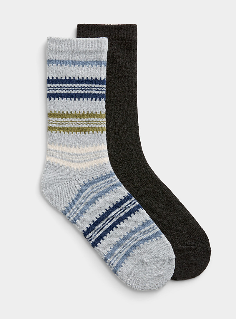 Hue Baby Blue Ultra-soft geo stripe socks Set of 2 for women