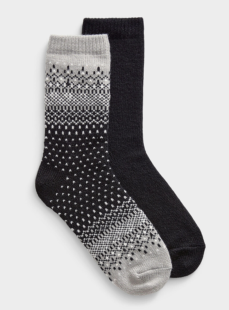 Solid/Fair Isle socks 2-pack | Hue | Shop Women's Socks Online | Simons