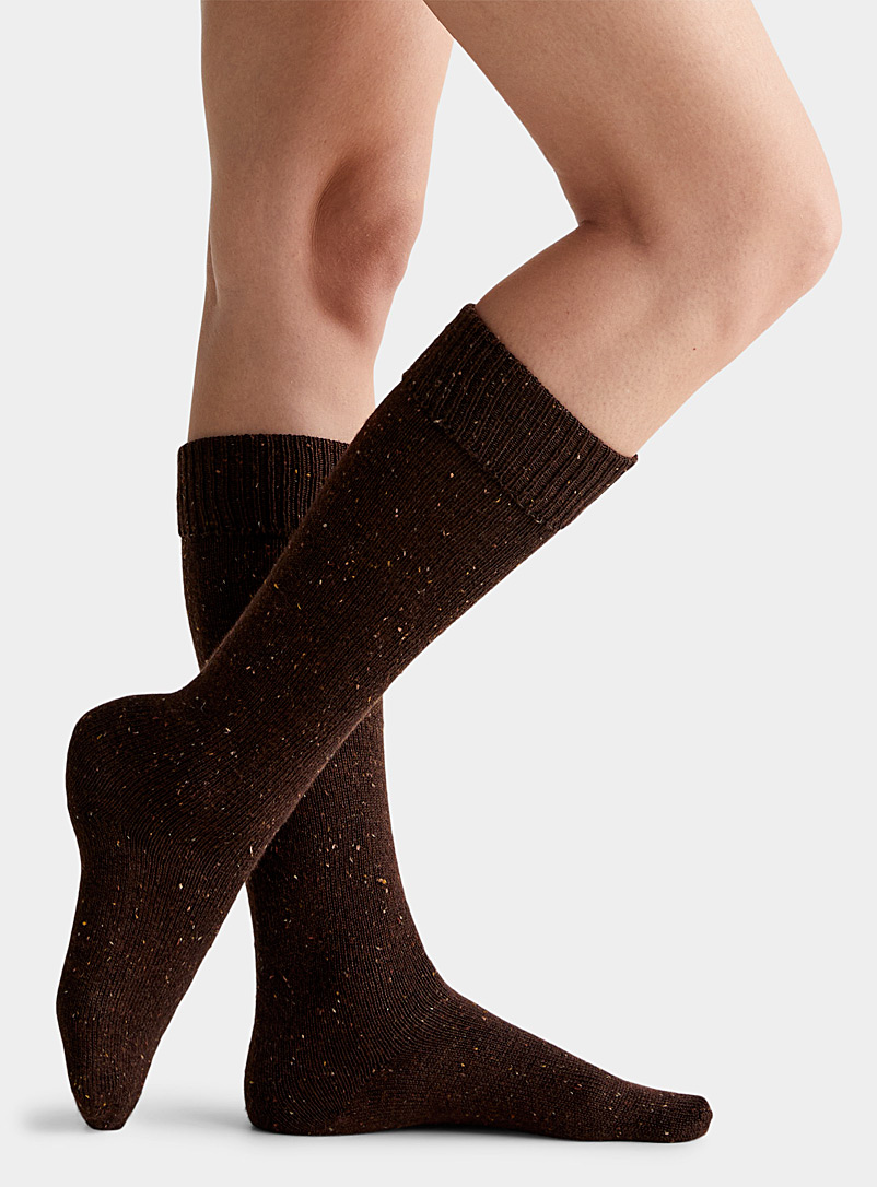 Hue Brown Confetti knit knee-highs for women