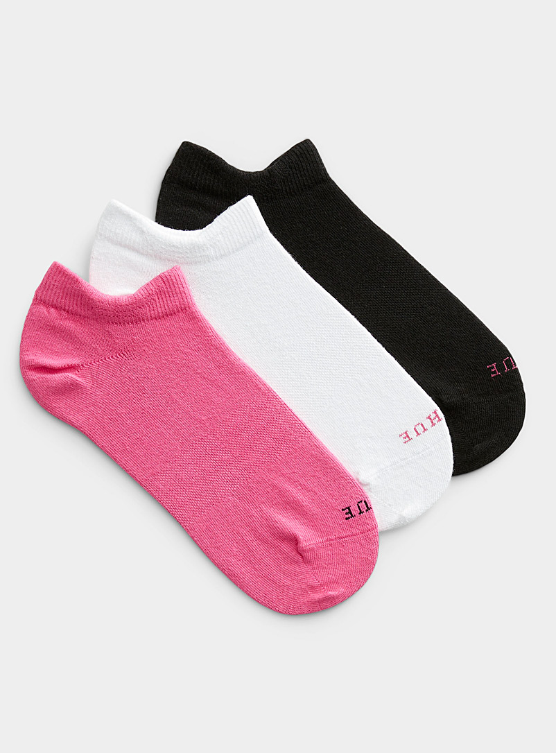 Hue Pink Solid or patterned foot liners Set of 3 for women