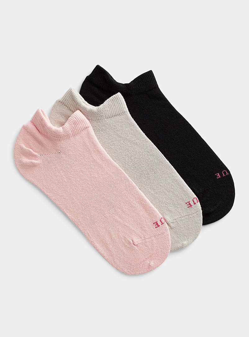 Hue Pink Solid foot liners Set of 3 for women
