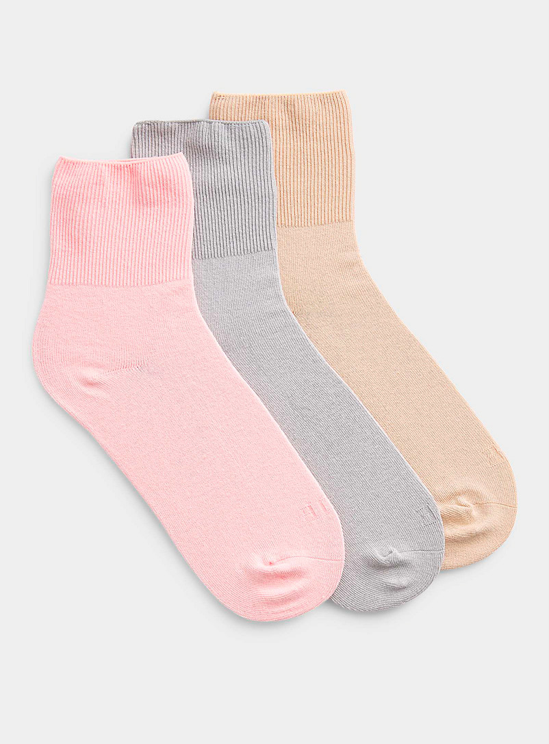 Hue Grey Solid ribbed-trim sock for women