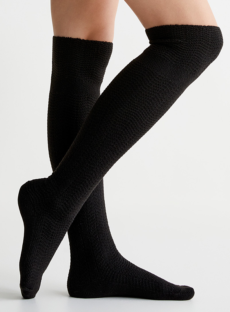 Hue Black Soft herringbone thigh-highs for women