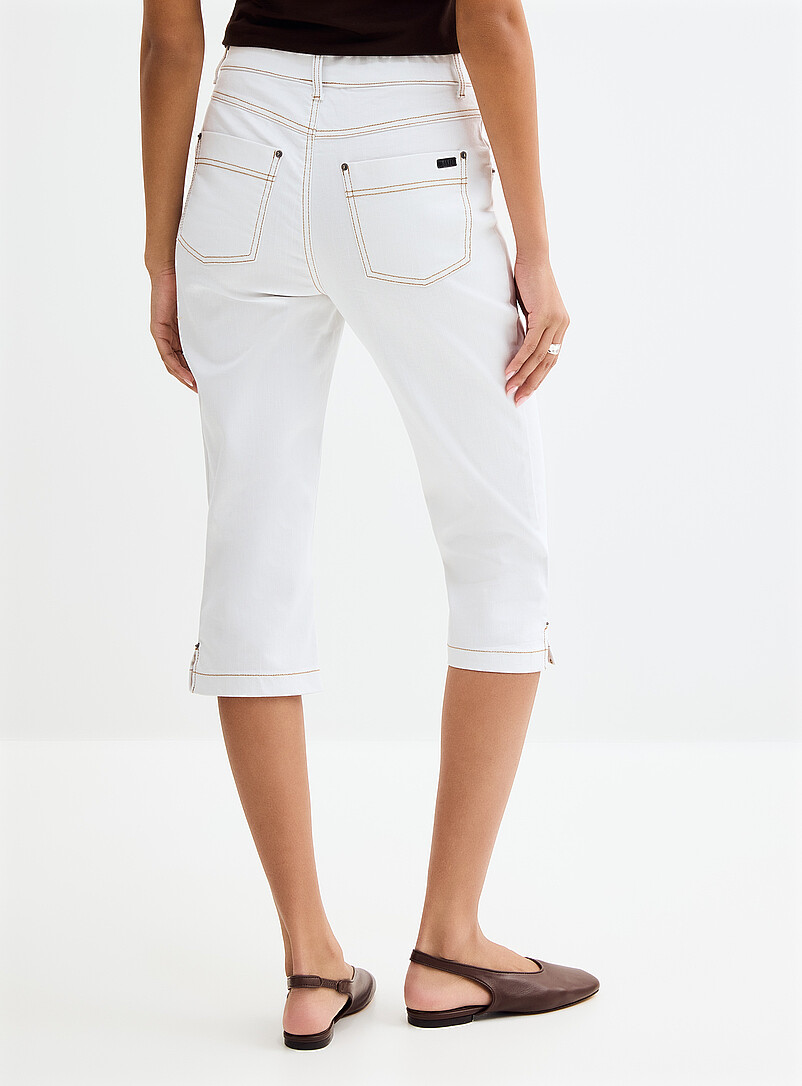 Side slit stretch denim capri legging product image 2