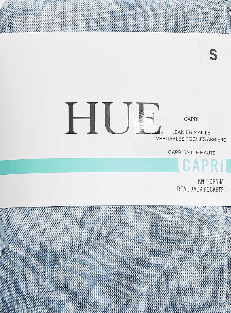 Blue foliage stretch denim capri legging product image 3