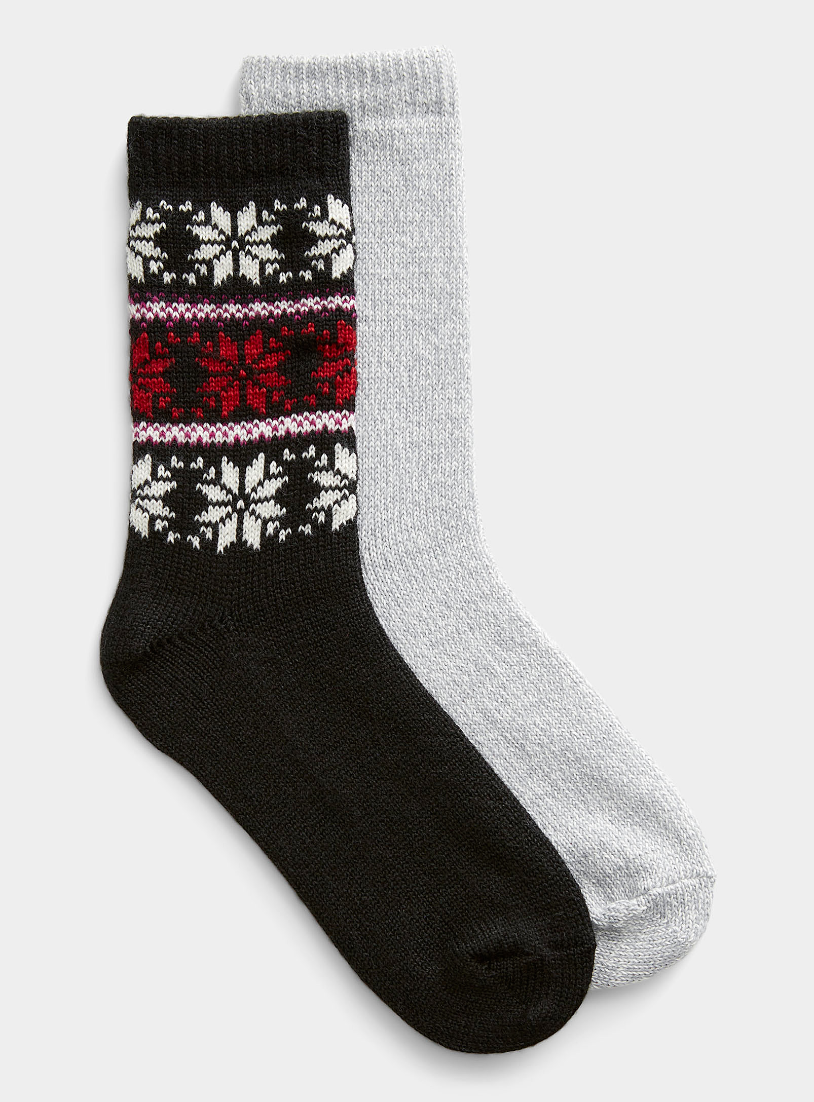 Hue Multi Snowflake Boot Socks, Pack Of 2 In Patterned Black