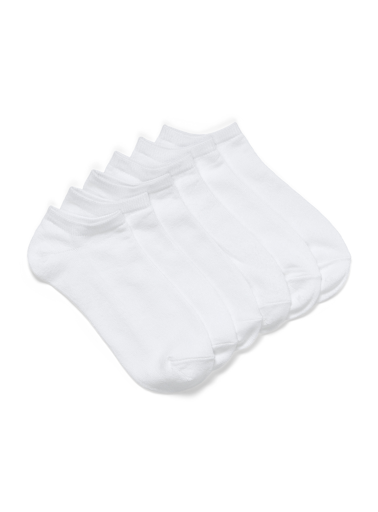 Hue Ultra Soft No-show Socks  Set Of 6 In White