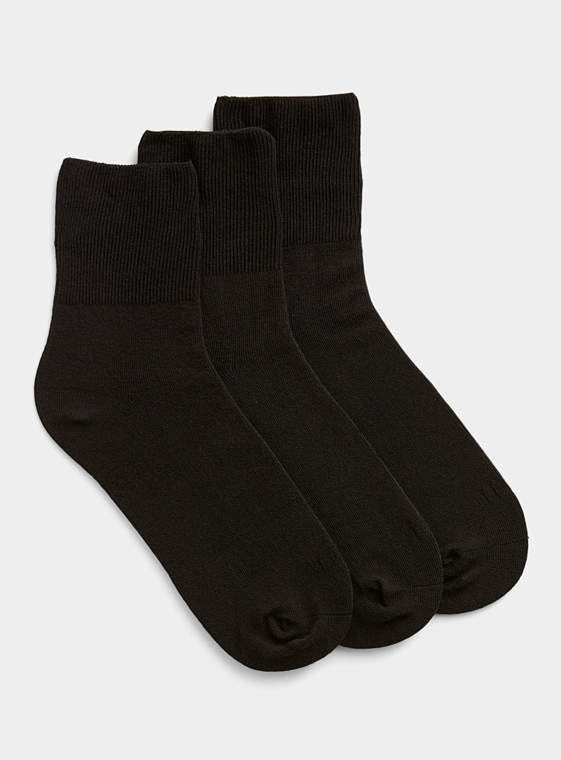 Finely-ribbed edging solid ankle socks 3-pack product image (primary)