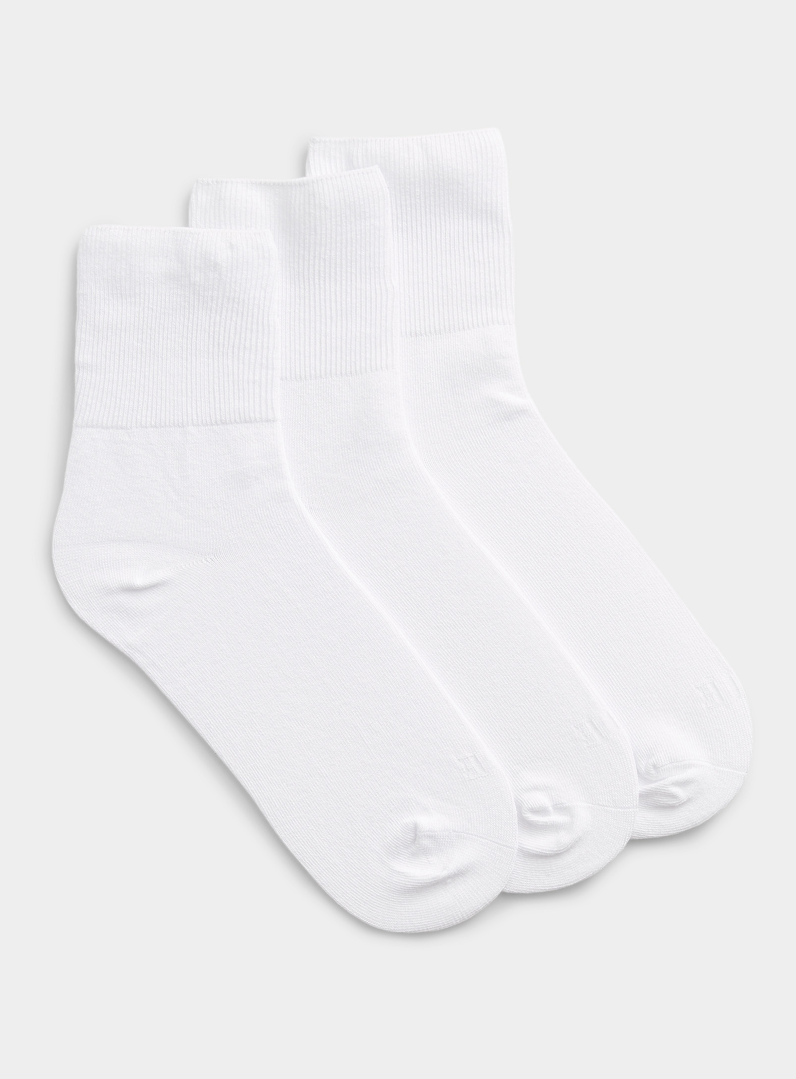 Hue Solid Ribbed-trim Sock In White