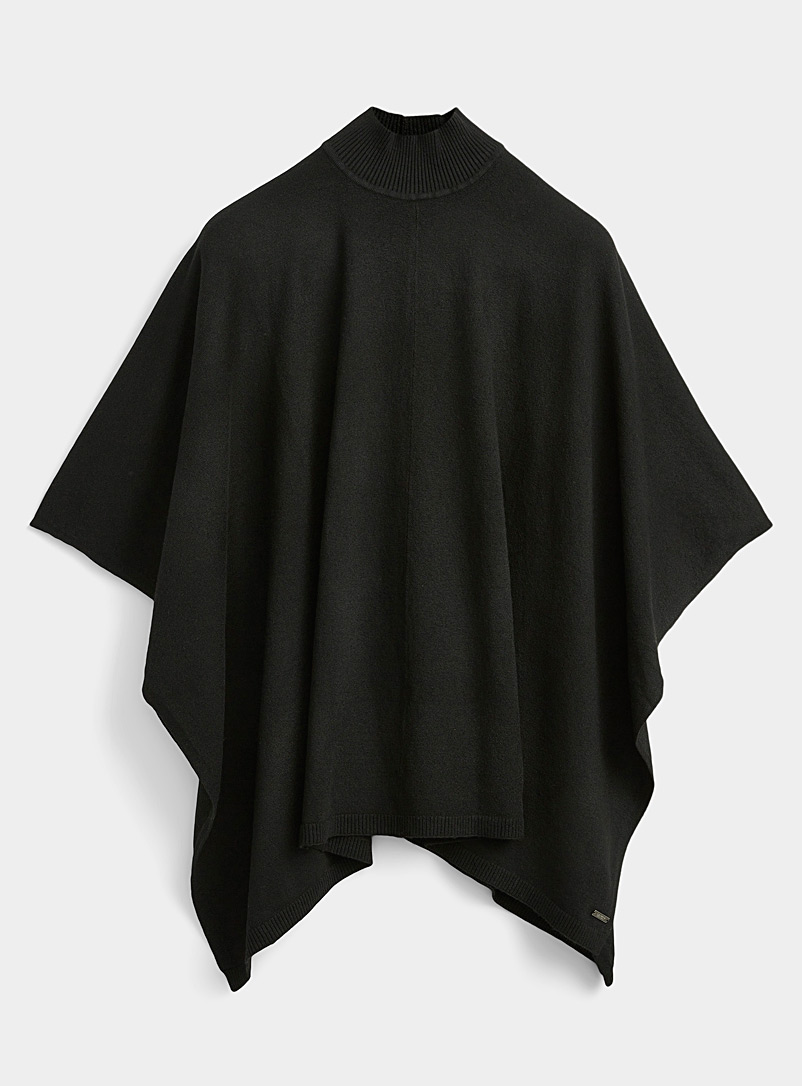Lauren par Ralph Lauren: Le châle col montant tricot côtelé Noir pour femme