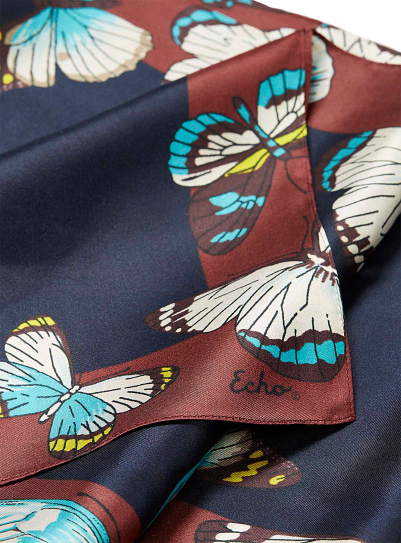 Echo Design Patterned Blue Butterfly fine silk scarf for women