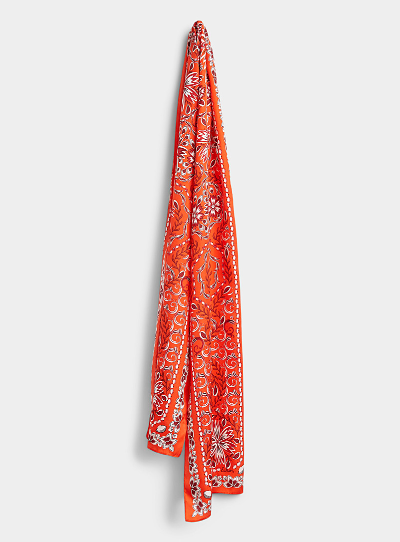 Echo Design: L'écharpe de soie bandana somptueux Rouge à motifs pour femme