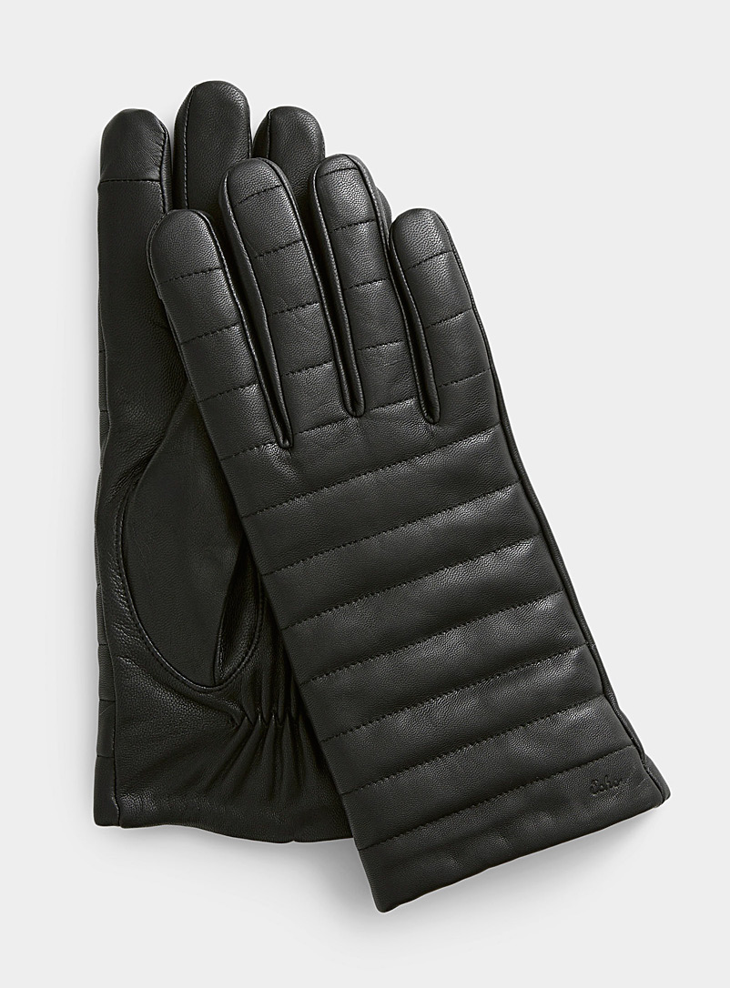 Echo Design Black Topstitched leather gloves for women