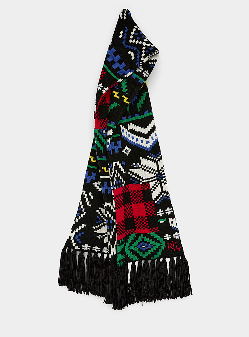 Lauren par Ralph Lauren Patterned Black Geo jacquard scarf for women