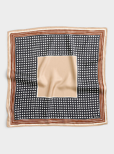 100% silk dotted-block small scarf