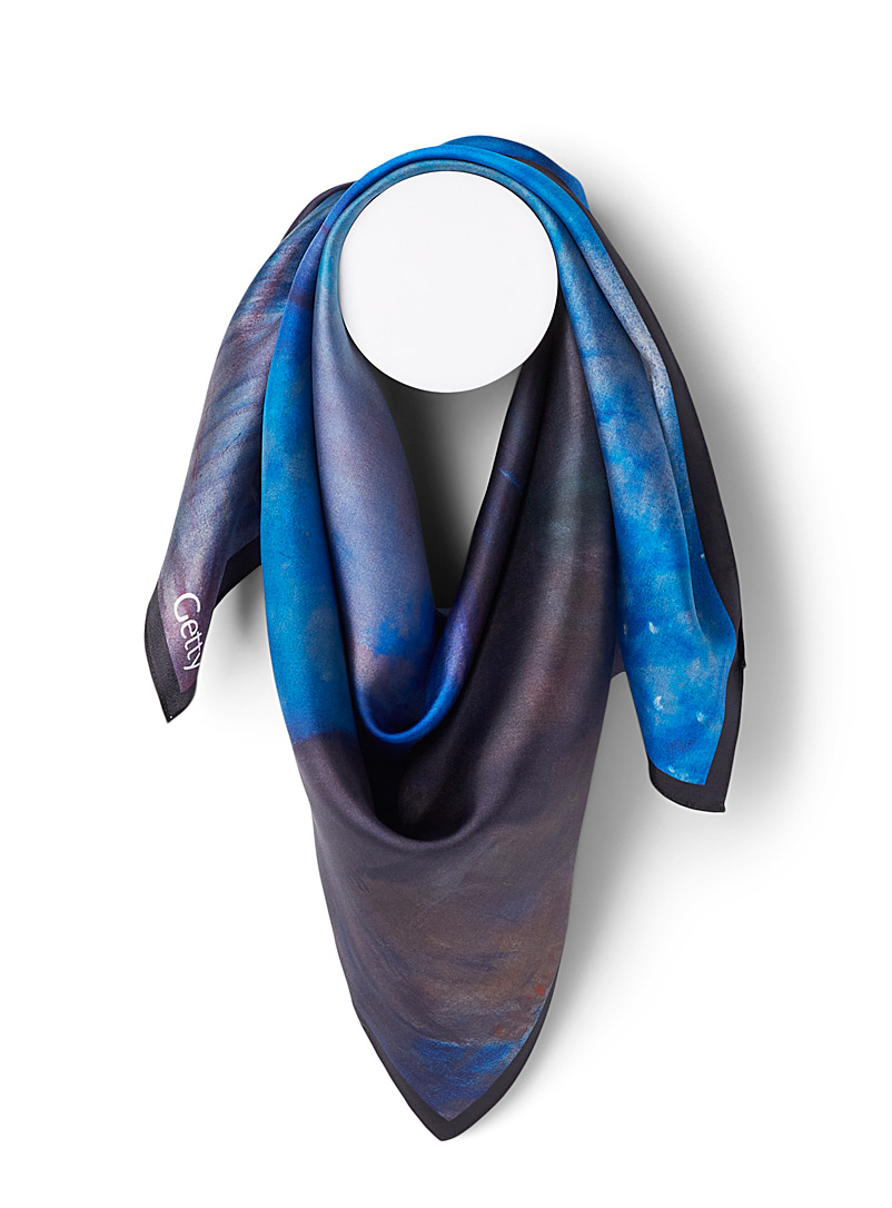 Echo Design Patterned Blue Munch's Starry Night silk scarf for women