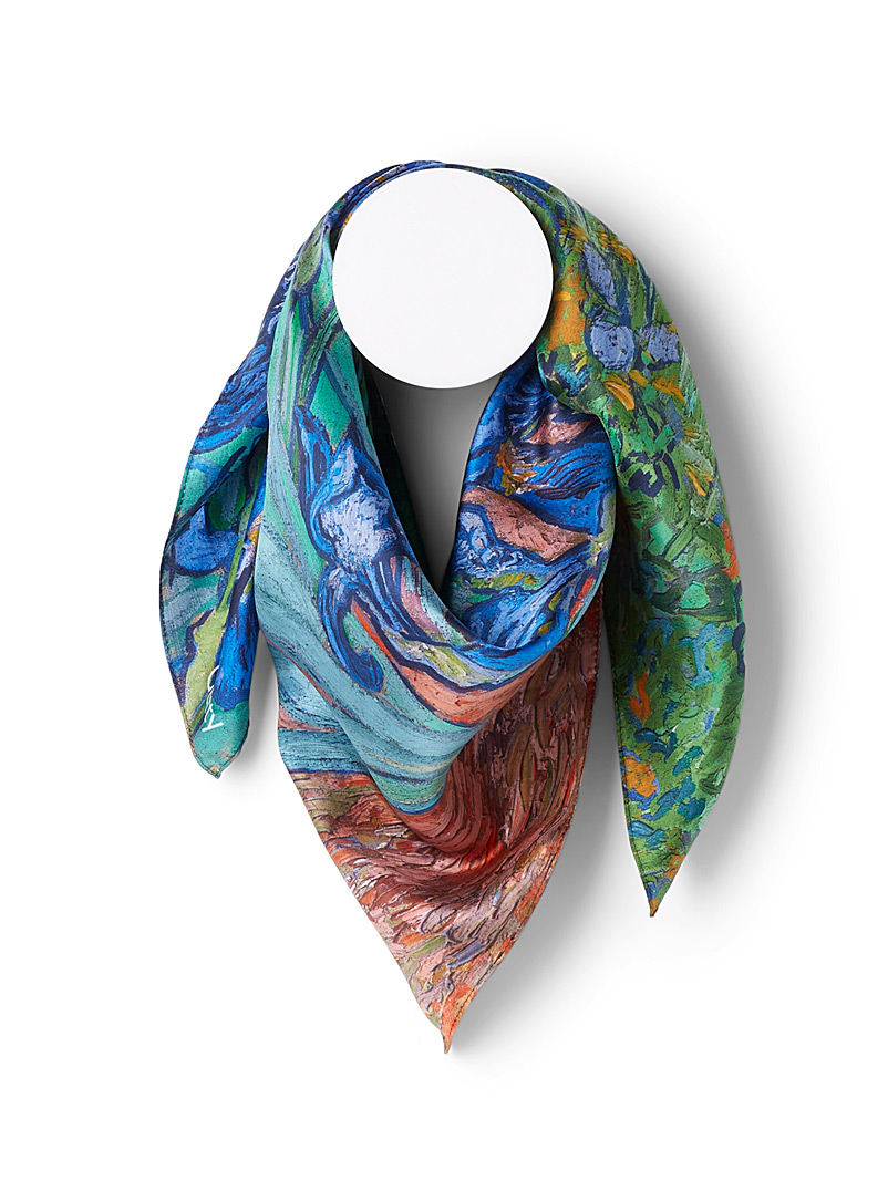 Echo Design Patterned Green Van Gogh's Iris silk scarf for women