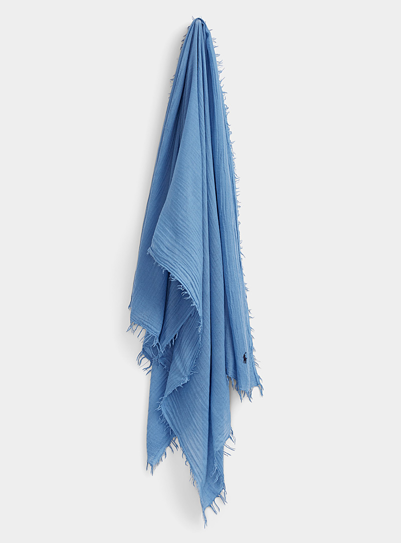 Polo Ralph Lauren: L'écharpe légère unie effet gaufré Bleu pâle-bleu poudre pour femme