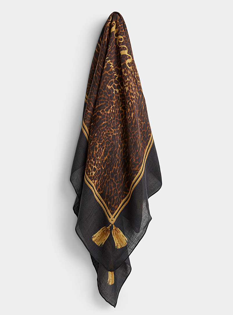 Lauren par Ralph Lauren: Le foulard signature imprimé léopard Brun à motifs pour femme