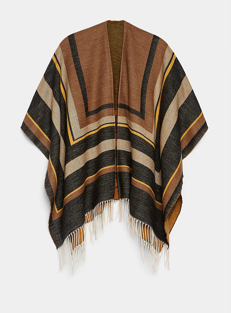 Echo Design Patterned Black Ruana shawl for women