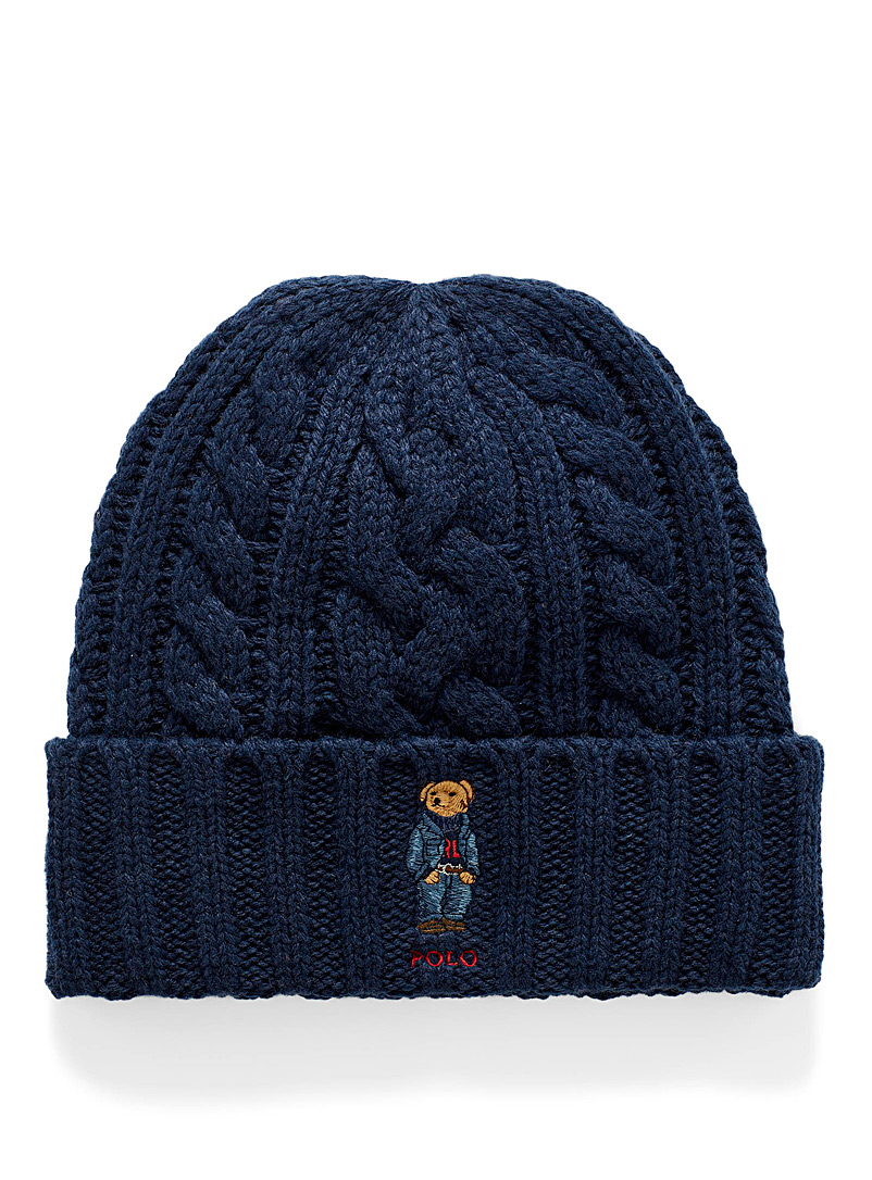Polo Ralph Lauren Blue Embroidered teddy bear cable tuque for men