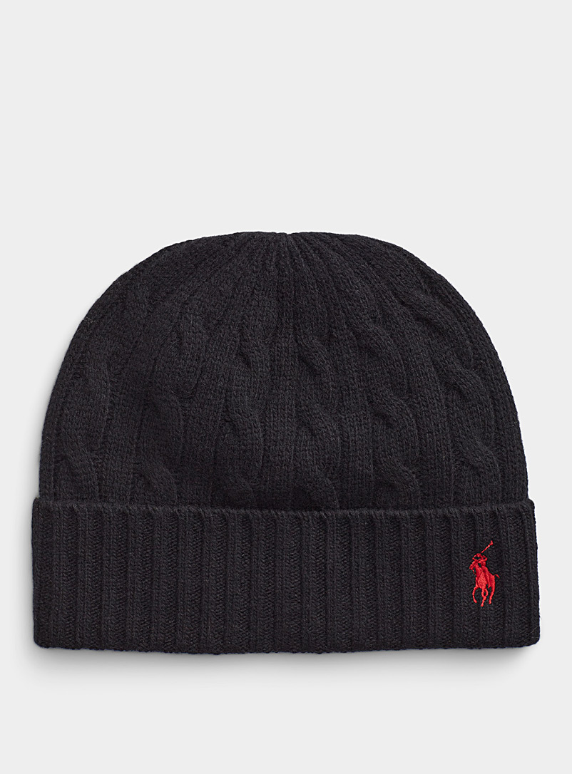 Polo Ralph Lauren Black Cable-knit wool tuque for men