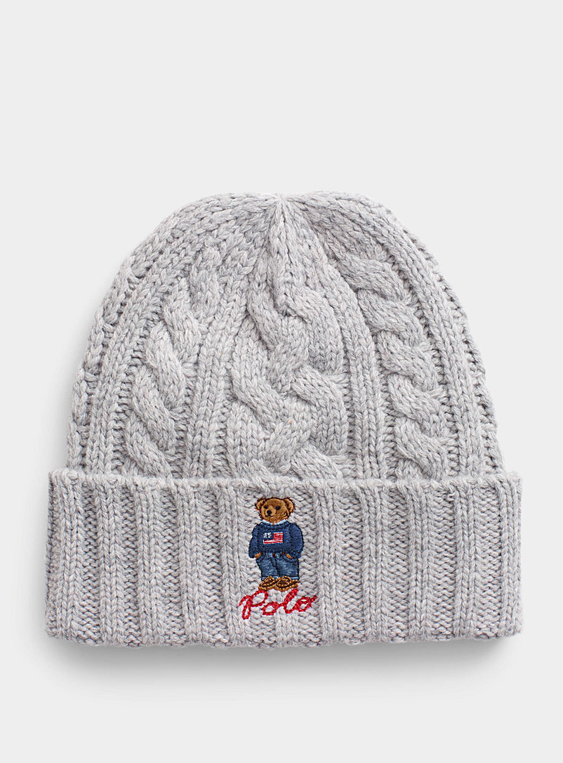 Polo Ralph Lauren Grey Teddy bear cable-knit tuque for men