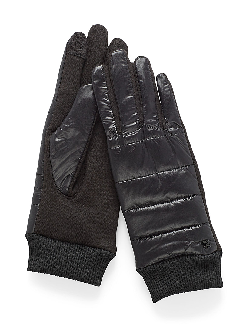Lauren par Ralph Lauren Black Quilted tech gloves for women